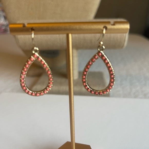Charming Charlie Jewelry - Elegant Gold and Coral beaded Teardrop Earrings